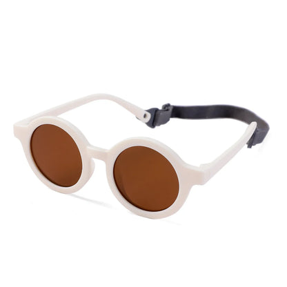Kids Round TAC Polarized Baby Sunglasses for Toddler Boys Girls TPEE Flexible Soft Frame with Strap for Infant Age 0-3 Shades