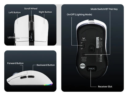 AULA SC590 PRO Wireless Gaming Mouse, Tri-Mode Bluetooth, 2.4GHz & Wired Gaming Mouse, 20000 DPI PAW3311 Sensor, 1000Hz Polling Rate RGB Gaming Mouse