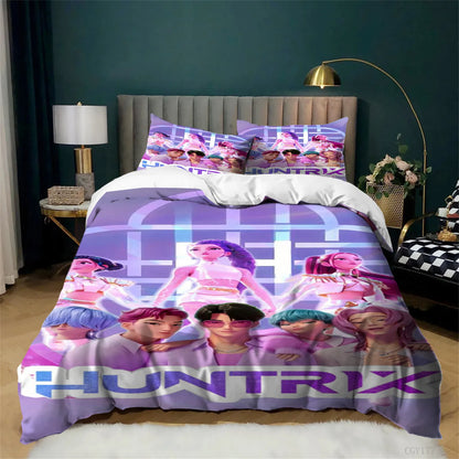 KPop Bedding påslakanset, 3 delar, lätt och mjukt påslakan i mikrofiber med dragkedja