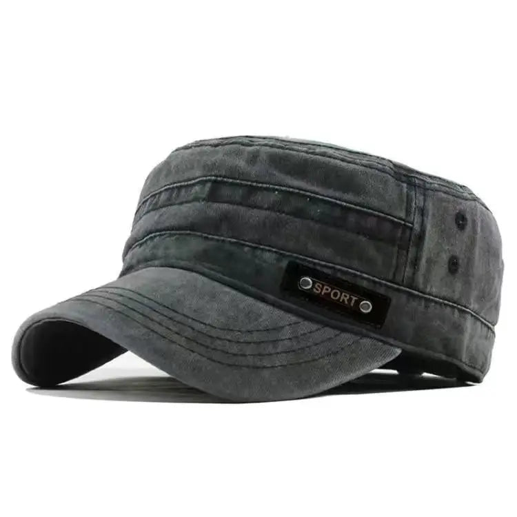Casual Washed Cotton Flat Top Hat Adjustable Fisher Caps Men Women Cadet Military Cap Unique Design Vintage Cap Four Season ﻿