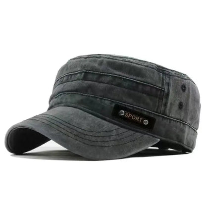 Casual Washed Cotton Flat Top Hat Adjustable Fisher Caps Men Women Cadet Military Cap Unique Design Vintage Cap Four Season ﻿