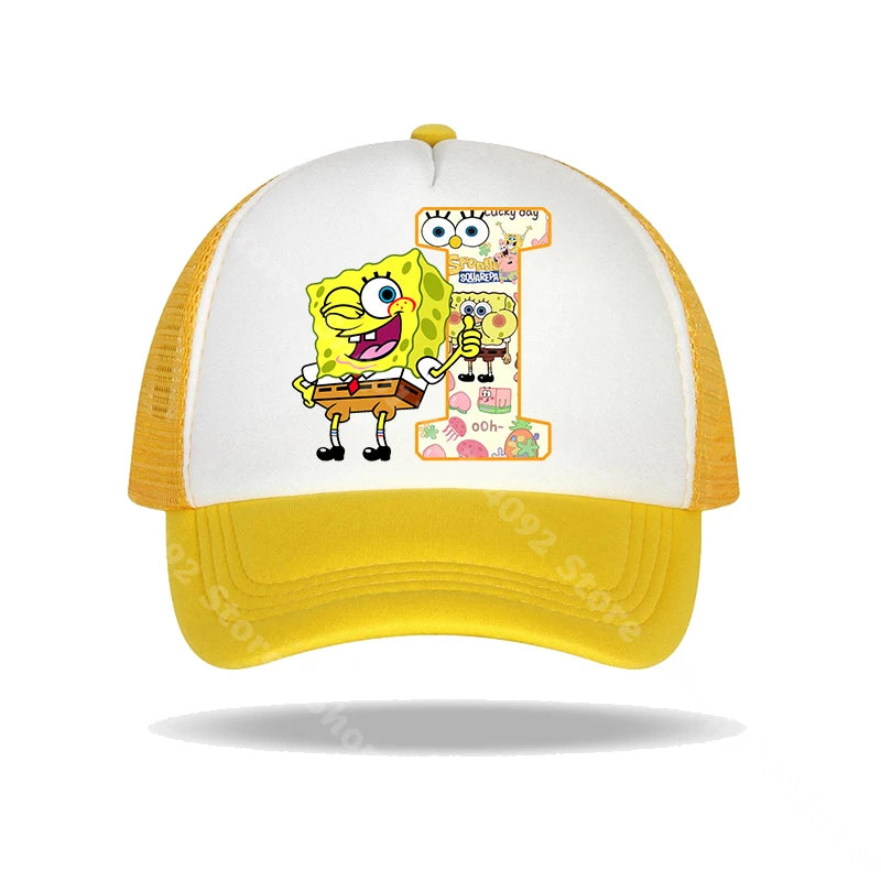 Καπέλο μπέιζμπολ SpongeBob SquarePants για παιδιά και ενήλικες με τυπωμένα γράμματα, καπέλα ηλίου, anime, καρτούν, ρυθμιζόμενα καπέλα με γείσο, καλοκαιρινό καπέλο για καθημερινή χρήση, νέο