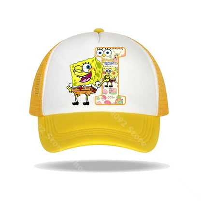 Καπέλο μπέιζμπολ SpongeBob SquarePants για παιδιά και ενήλικες με τυπωμένα γράμματα, καπέλα ηλίου, anime, καρτούν, ρυθμιζόμενα καπέλα με γείσο, καλοκαιρινό καπέλο για καθημερινή χρήση, νέο