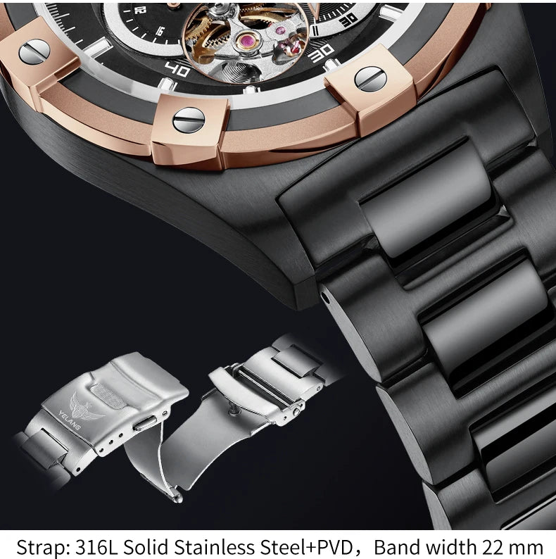 Yelang V1024 Men's Brand Watches 44mm Japan Miyota 82S7 Automatic Mechanical Movement Luminous Men's 100m Waterproof Business Watch
