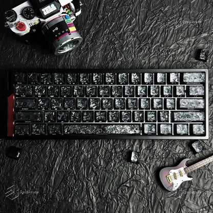 Black Carbon Fiber Translucent Cherry Keycap Kit PC 110 Key Suitable for 61/75/87/104/108 Magnetic Axis Keyboard Wooting