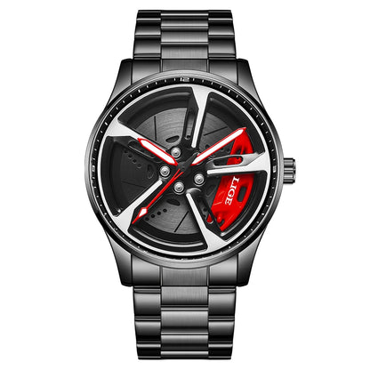 LIGE luxe herenhorloge – Model met draaibare wijzerplaat, waterdicht, van roestvrij staal, met verlichte display – Cadeautip voor mannen (Halloween)