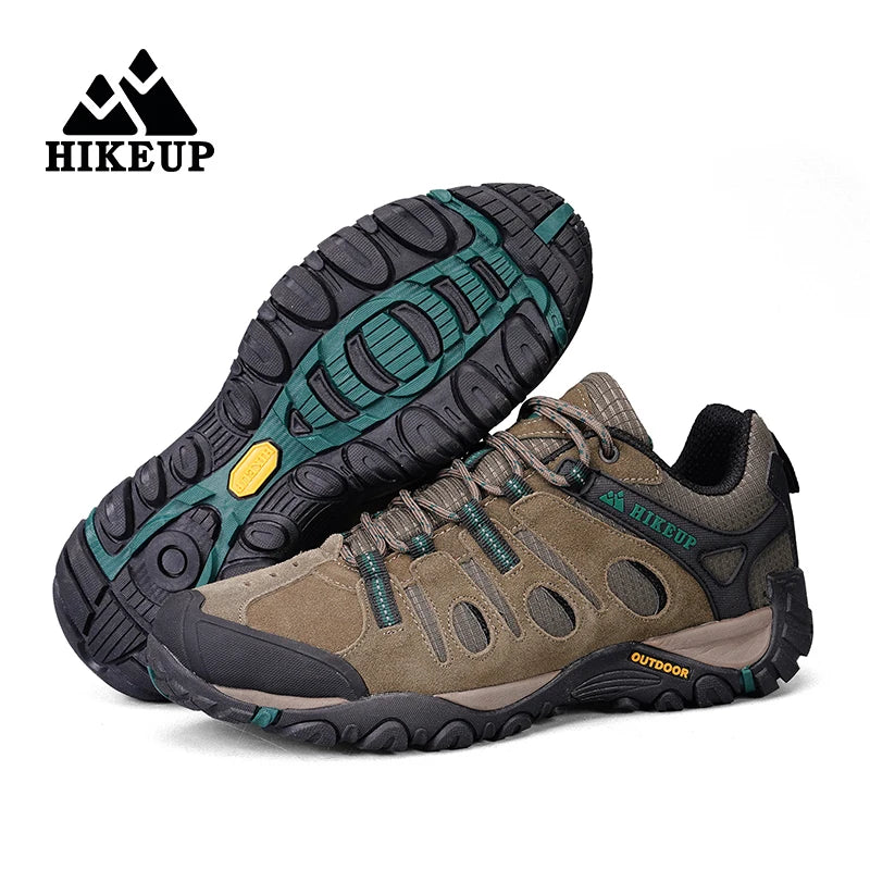 HIKEUP Hiking Shoes Men's Winter Climbing Trekking Sneakers for Men Leather Breathable Outdoor Anti-Skid Sports Work Shoes