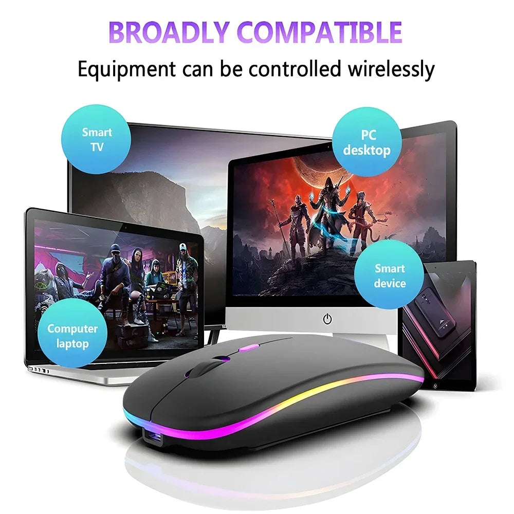 Wireless Mouse Rechargeable Dual Modes Bluetooth-compatible 2.4G USB Computer Mice For Laptop iPad Tablet Notebook Gaming Mouse