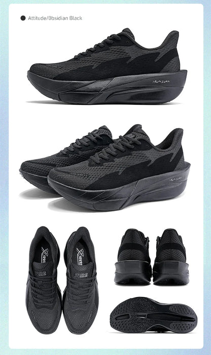 IRUNSVAN Carbonfaser-Sneaker – Laufschuhe für Anfänger und Fortgeschrittene – atmungsaktiv und bequem – Trainingsschuhe mit dicker Sohle – Unisex 130
