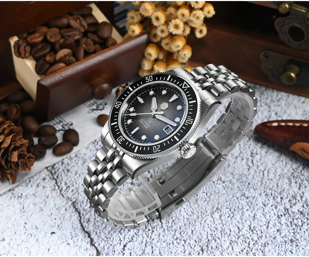 San Martin 40mm Men's Luxury Diver Watch Miyota 9015 Enamel Sunburst Dial Automatic Mechanical Wristwatch Waterproof 200m SN0148