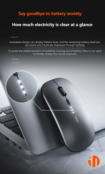 Inphic M1P Rechargeable 2.4G Wireless Mouse Battery Level Display Office Mute Ultra Thin Portable Mouse for Laptop