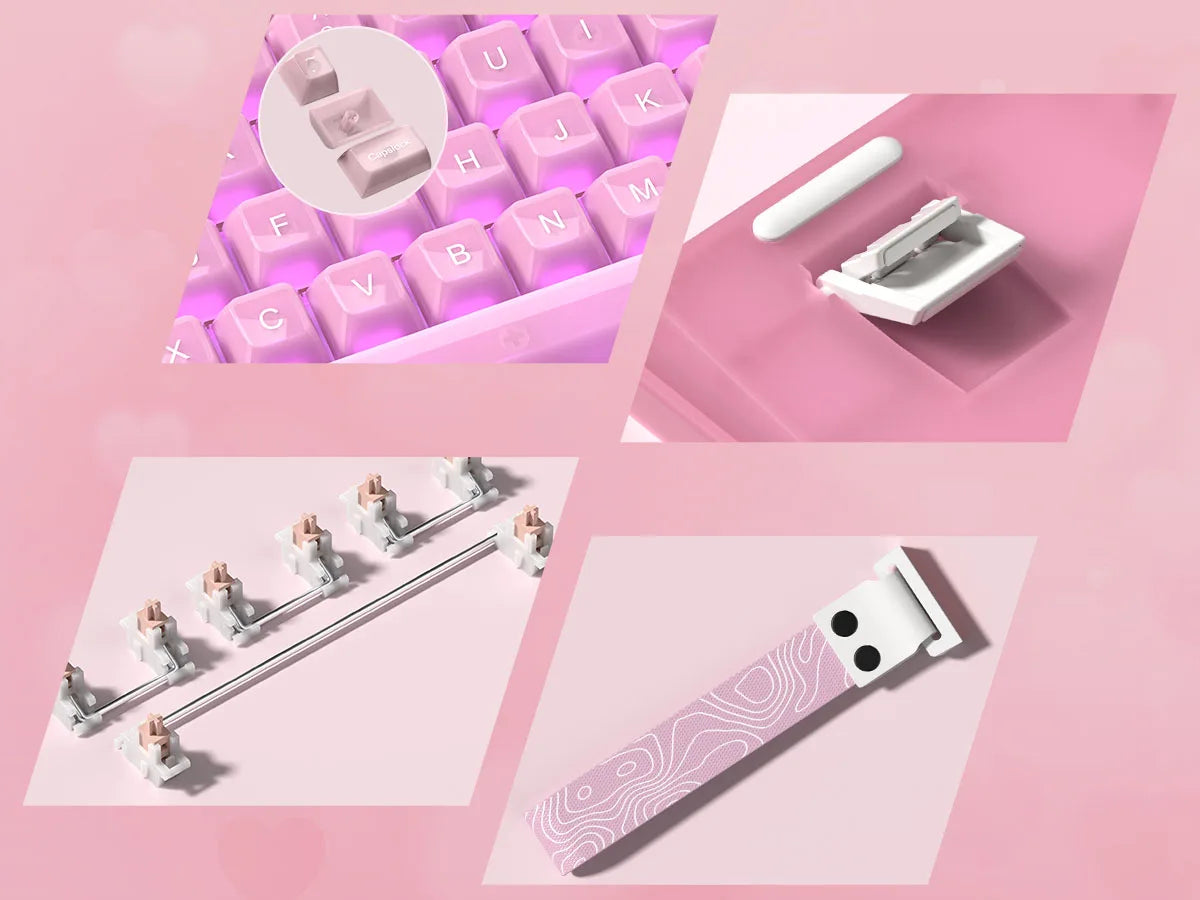 Womier VK66 PRO Pink Hot Swap Gaming Keyboard Gasket Mount RGB Gamer Keyboard Wired QMK/VIA Mechanical Keyboard for Win Mac PC