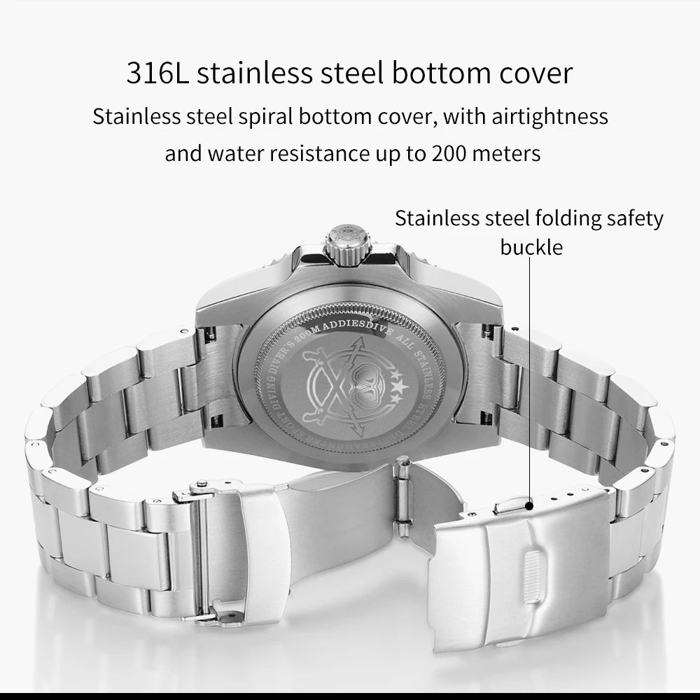ADDIESDIVE Watch Men's Waffle Strap 200m Waterproof Outdoor Sports Watch C3 Super Luminous Quartz Watch  Relogios Masculino