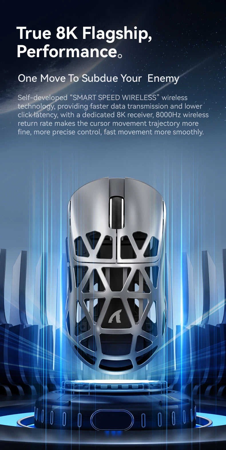 Attack Shark R2 bežični gaming miš PAW3950 8K od magnezijeve legure, lagani gaming miš s Bluetooth tri-mode povezivanjem za gaming/ured