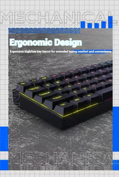 2026 New USB Gaming Mechanical Mini Keyboard Red Switch RGB Backlit 61 Keys Wired Feel for Game/Office