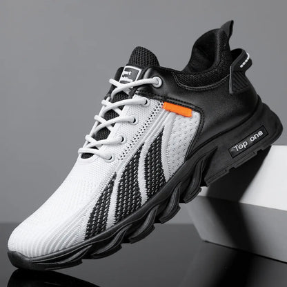 Moda Herrsneakers Mesh-skor Casualskor Snörskor för män Lätta vulkaniserade skor Promenadsneakers Zapatillas Hombre