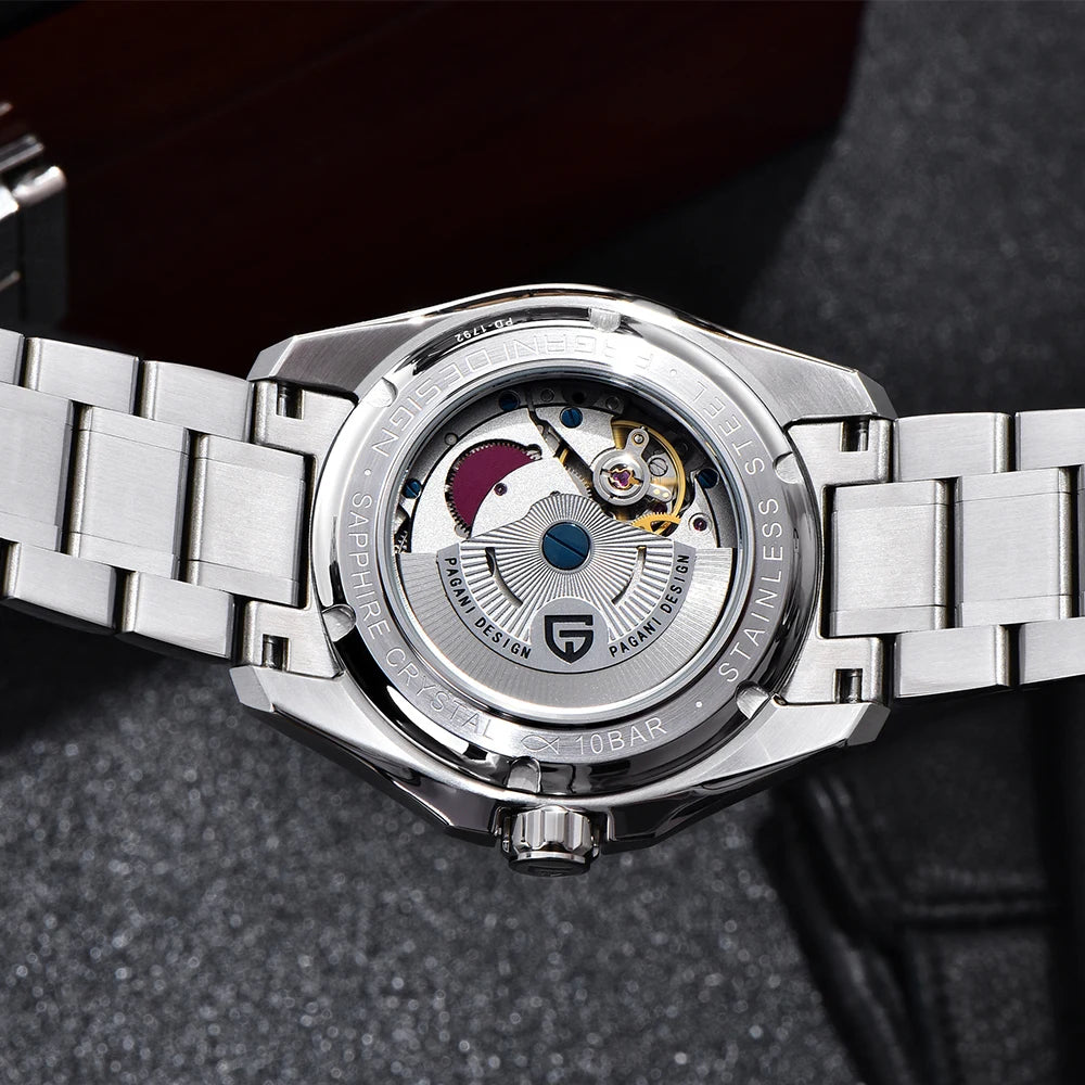 Pagani Design Men's Luxury GMT Automatic Watch Stainless Steel Case Sapphire Glass 100m Waterproof Mechanical Business Watch