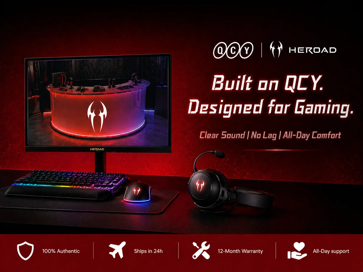 QCY Casque Gamer Sans Fil Heroad VT200 avec Microphone Détachable, Casque Over-Ear, Connexion Tri-Mode, Son Surround 7.1 pour PC, PS4 et PS5