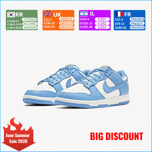 „Nike Dunk Low“ moteriški kasdieniai klasikiniai universalūs neslystantys bateliai, Šiaurės Karolinos mėlynos spalvos, DD1503-100