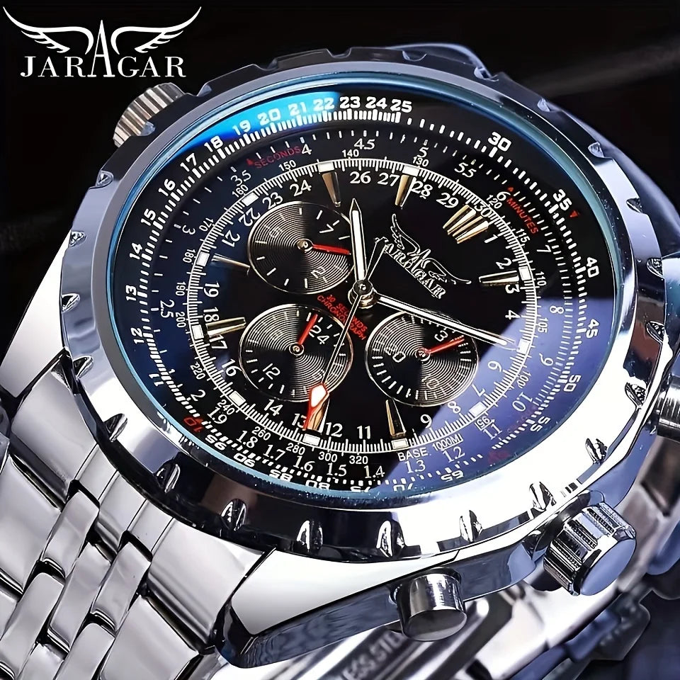 Mechanisch herenhorloge van roestvrij staal — hol ontwerp, grote wijzerplaat