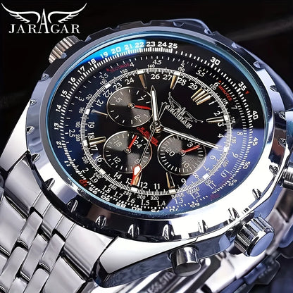 Mechanisch herenhorloge van roestvrij staal — hol ontwerp, grote wijzerplaat