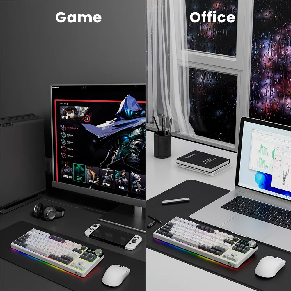 RK ROYAL KLUDGE S85 TFT Color Screen Mechanical Keyboard Tri Mode Wireless 85 Keycaps Hot-Swappable Gamer Keyboard RGB Backlit