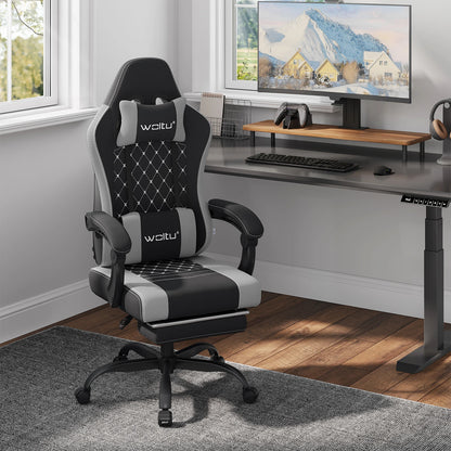 Silla de ordenador giratoria WOLTU con función de masaje, silla de oficina ergonómica con almohada y reposapiés, silla gaming ajustable en altura