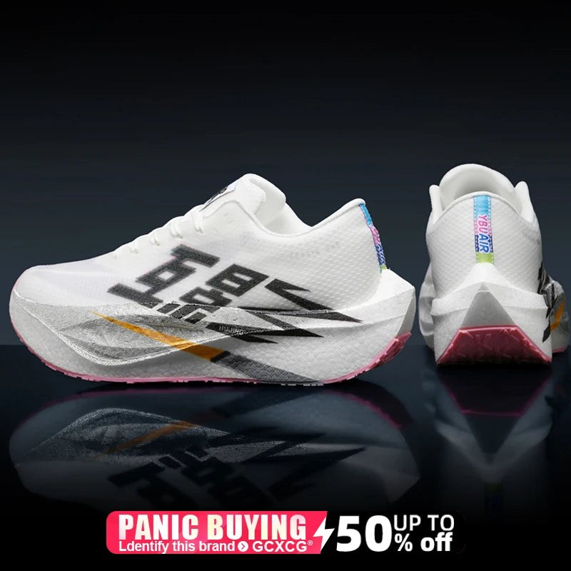 Men Sports Carbon Board Speciality Breathable Lightweight Women's Comfortable Athletic Nonskid Sneakers﻿ Marathon Running Shoe