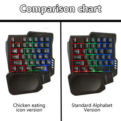 1pc RGB Gaming Keyboard Single Hand Mini USB Ultra-slim Wired 35-Keys One-Handed Backlight Keyboard For Computer PC Laptop