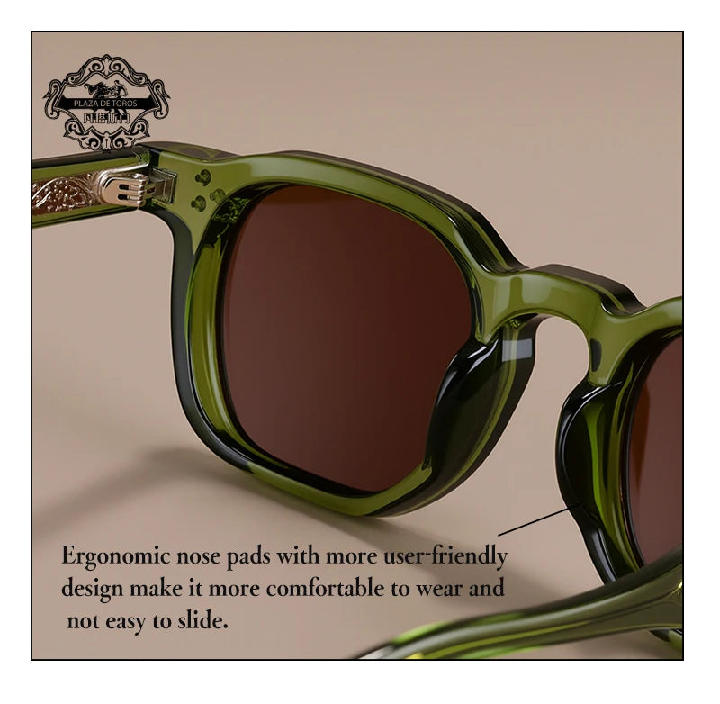 Classics Rivets Style Retro Sun Glasses for Women TR90 Frame Polygon Polarized Sunglasses UV400 Male Black Green 2025 Summer