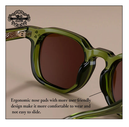 Classics Rivets Style Retro Sun Glasses for Women TR90 Frame Polygon Polarized Sunglasses UV400 Male Black Green 2025 Summer