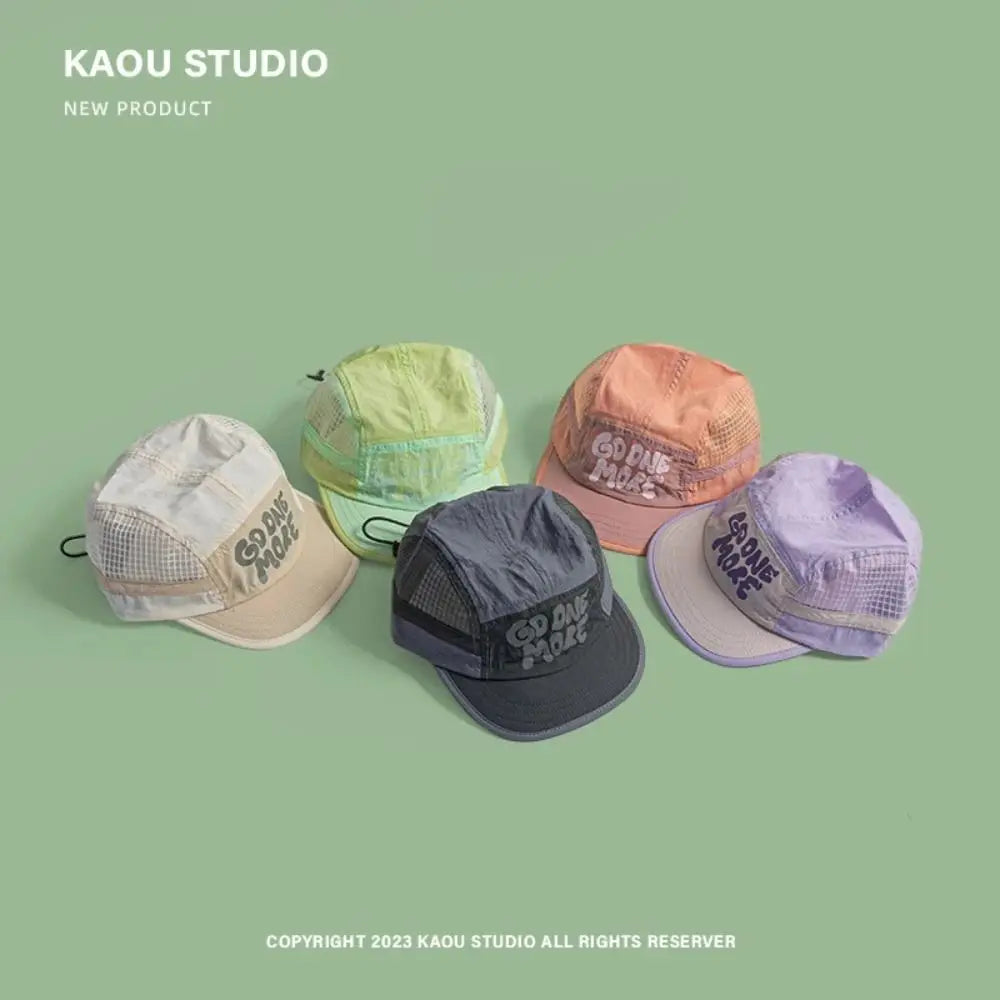 Soft Brim Quick-drying Baseball Cap Retro 5-panel Sun Protection Breathable Hat Casual Hip-hop Hat Mesh Running Caps
