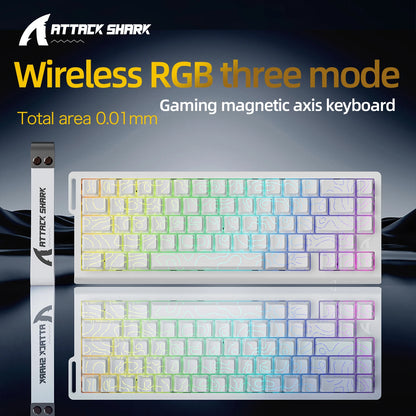 ATTACK SHARK X68HE Magnetic Gaming Keyboard Wired Mechanical Keyboard with Rapid Trigger, 8000Hz Polling Rate, SOCD, RGB Backlit, Hot-Swappable Gaming Keyboard
