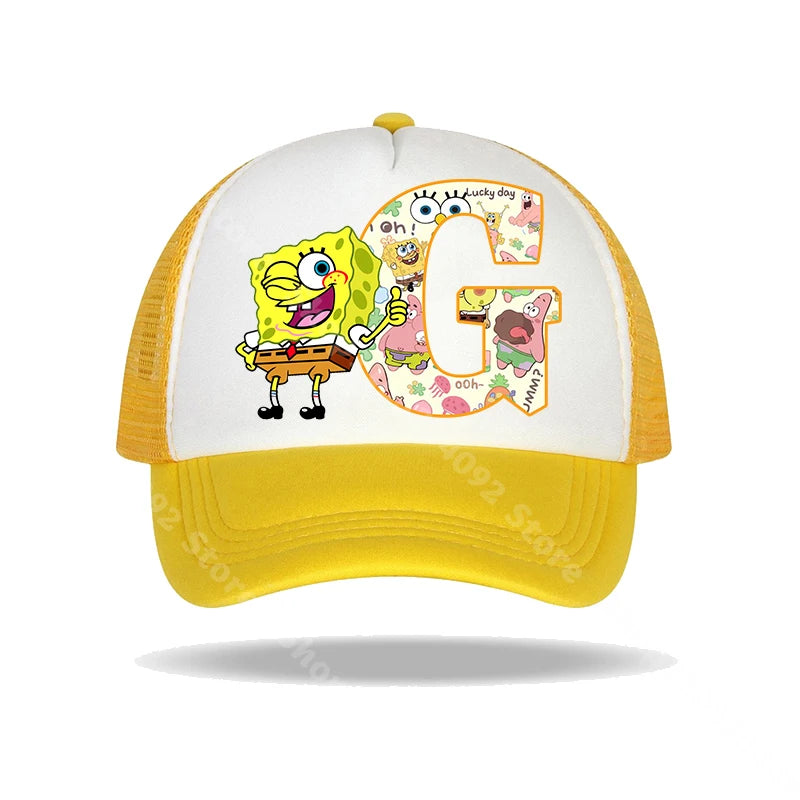 Καπέλο μπέιζμπολ SpongeBob SquarePants για παιδιά και ενήλικες με τυπωμένα γράμματα, καπέλα ηλίου, anime, καρτούν, ρυθμιζόμενα καπέλα με γείσο, καλοκαιρινό καπέλο για καθημερινή χρήση, νέο