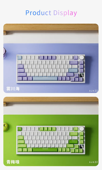 AJAZZ AK820 mechanische Tastatur, 70 % Kompaktlayout/RGB-Beleuchtung/Hot-Swap-fähige Switches, mit kabelgebundener, kabelloser und Bluetooth-Verbindung