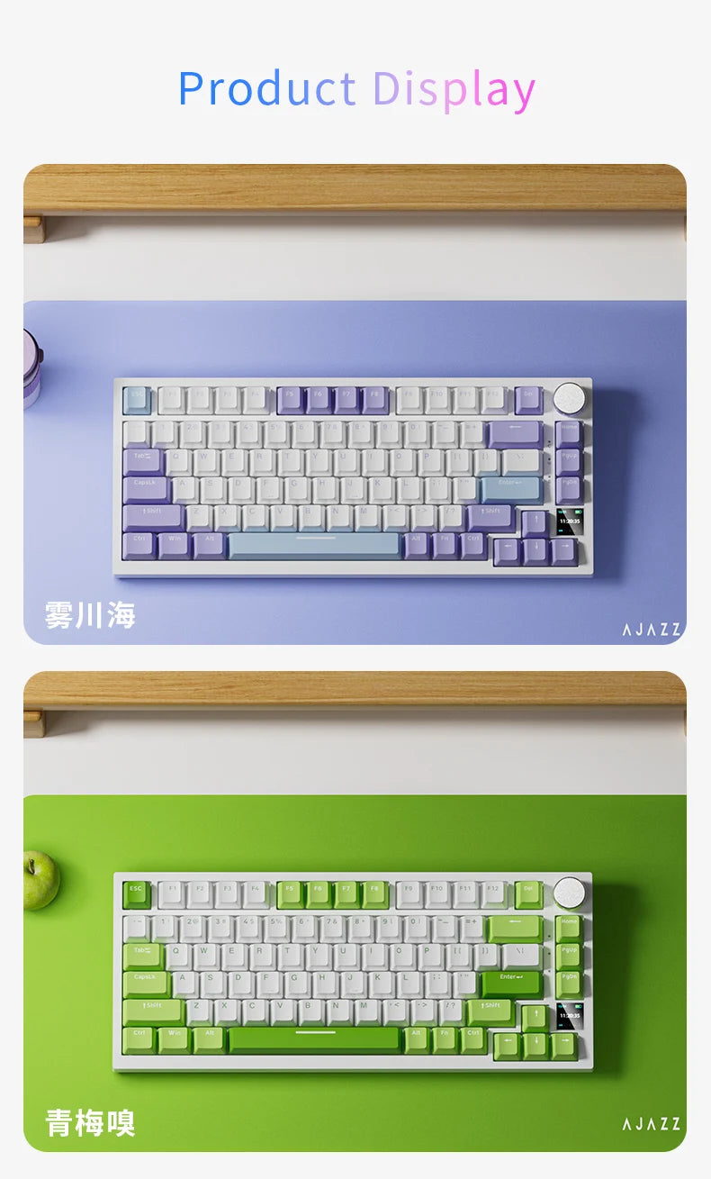 AJAZZ AK820 Mechanical Keyboard 70% Compact Wireless Keyboard, Tri-Mode Bluetooth RGB Hot-Swappable Mechanical Keyboard for PC, Mac & Laptop