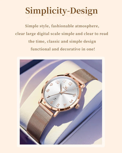 OLEVS New Woman Watch Luxury Brand Quartz Watch Elegant Rose Gold Digital Waterproof Watches Simple Bracelet Women's Watch 5653