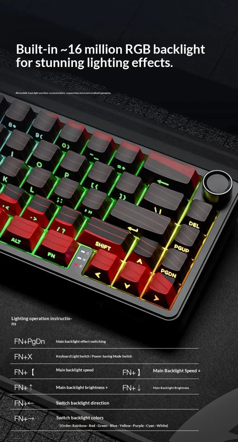 Tastiera gaming wireless Attack Shark X65 PRO HE con switch magnetici, 8K RT 0.001mm, incisione laterale, Bluetooth, per Windows, Mac e PC
