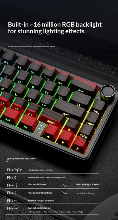 Tastiera gaming wireless Attack Shark X65 PRO HE con switch magnetici, 8K RT 0.001mm, incisione laterale, Bluetooth, per Windows, Mac e PC