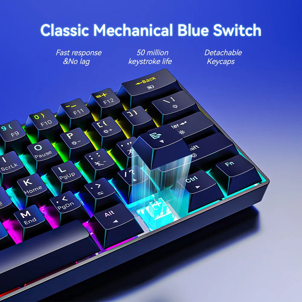 60% mechanical keyboard 61 key wired luminous gaming keyboards Gamer keyboard for computer PC ergonomic black white key board