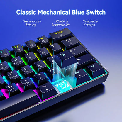 60% mechanical keyboard 61 key wired luminous gaming keyboards Gamer keyboard for computer PC ergonomic black white key board