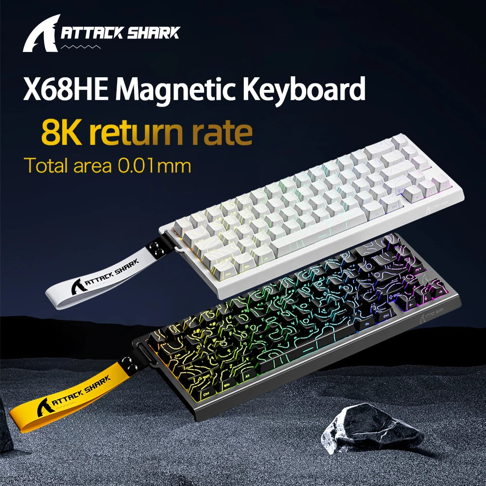 ATTACK SHARK X68HE Magnetic Mechanical Keyboard, 8000Hz Rapid Trigger Gaming Keyboard with Hall Effect Magnetic Switches, SOCD, 0.01mm RT, Wired RGB Keyboard