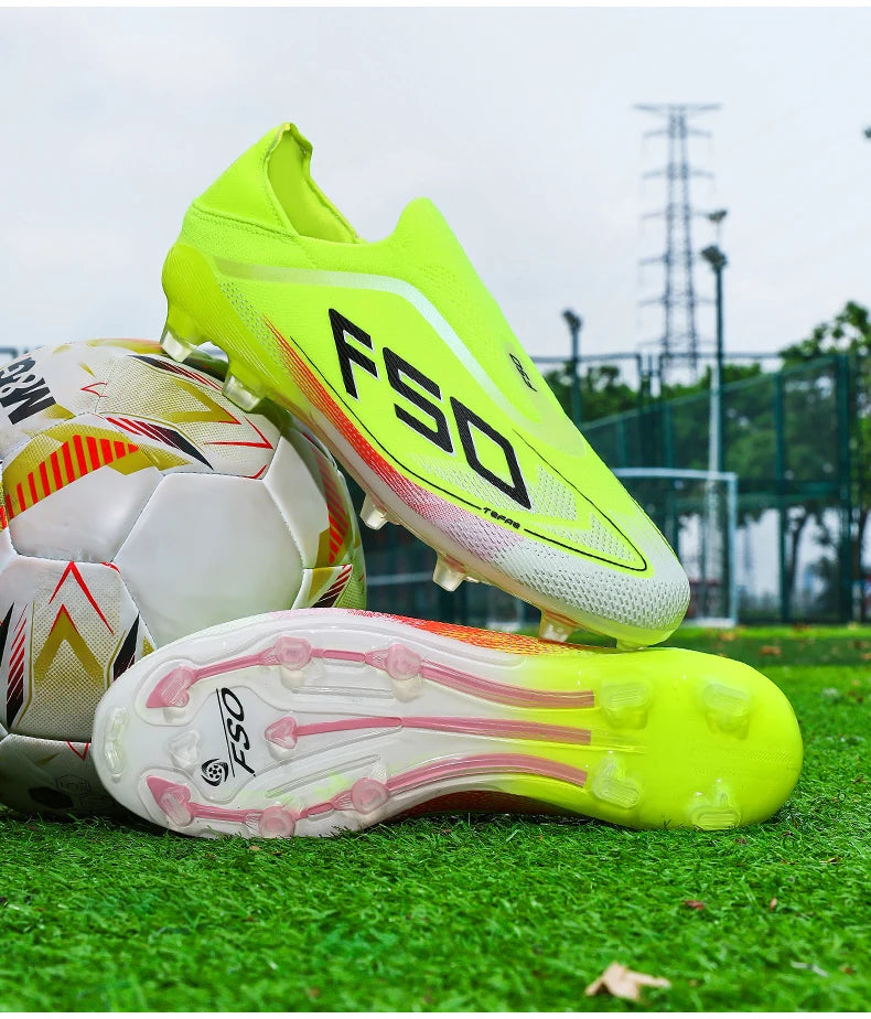 Nouvelles Chaussures de Football pour Hommes, Baskets de Futsal d'Extérieur, Crampons Antidérapants de Haute Qualité pour Match sur Gazon, Chaussures de Foot Montantes Légères, Meilleures Ventes