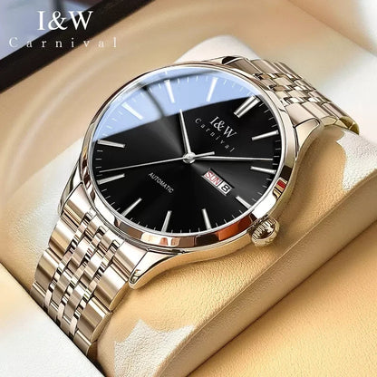 Carnival High-end Series I&W Brand Automatické mechanické hodinky Pánske vodotesné hodinky Oceľ 316L Safír Pánske hodinky na biznis