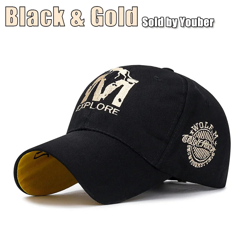 M letter Wolf Totem Embroidery Cotton Adjustable Baseball Cap Sun Hat Trucker Caps Dad Hats