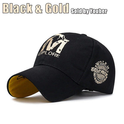 M letter Wolf Totem Embroidery Cotton Adjustable Baseball Cap Sun Hat Trucker Caps Dad Hats