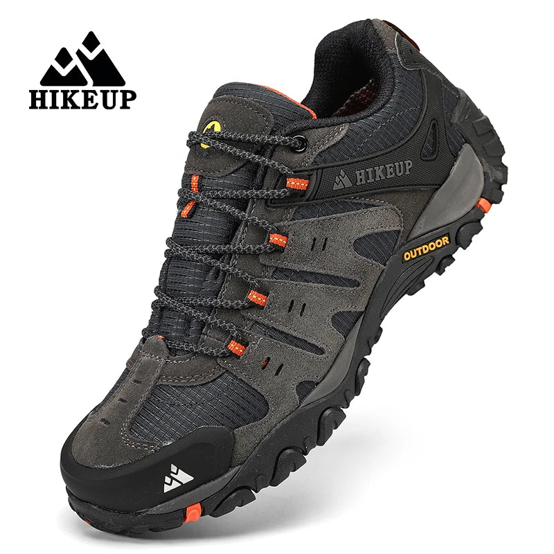 HIKEUP-Chaussures de randonnée en cuir suédé pour homme, baskets d'extérieur résistantes à l'usure, trekking, marche, chasse