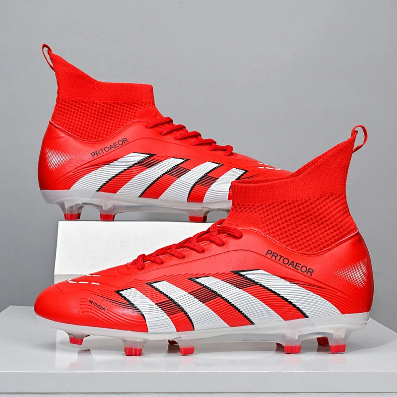 Nouvelles chaussures de football professionnelles pour hommes, crampons de football antidérapants TF/FG, baskets pour garçons, chaussures de sport confortables à la cheville, unisexes