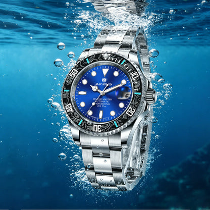 2026 MACARLON Design New Yacht series Mechanical Watch Men Carbon fiber ring mouth sapphire Stainless steel Waterproof Watch TOP