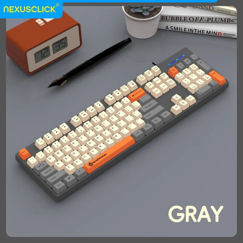 Set inalámbrico de teclado y ratón gaming de oficina NexusClick, ahorro de energía inteligente, tamaño completo, 104 teclas, 1600DPI ajustable, USB para portátil y PC